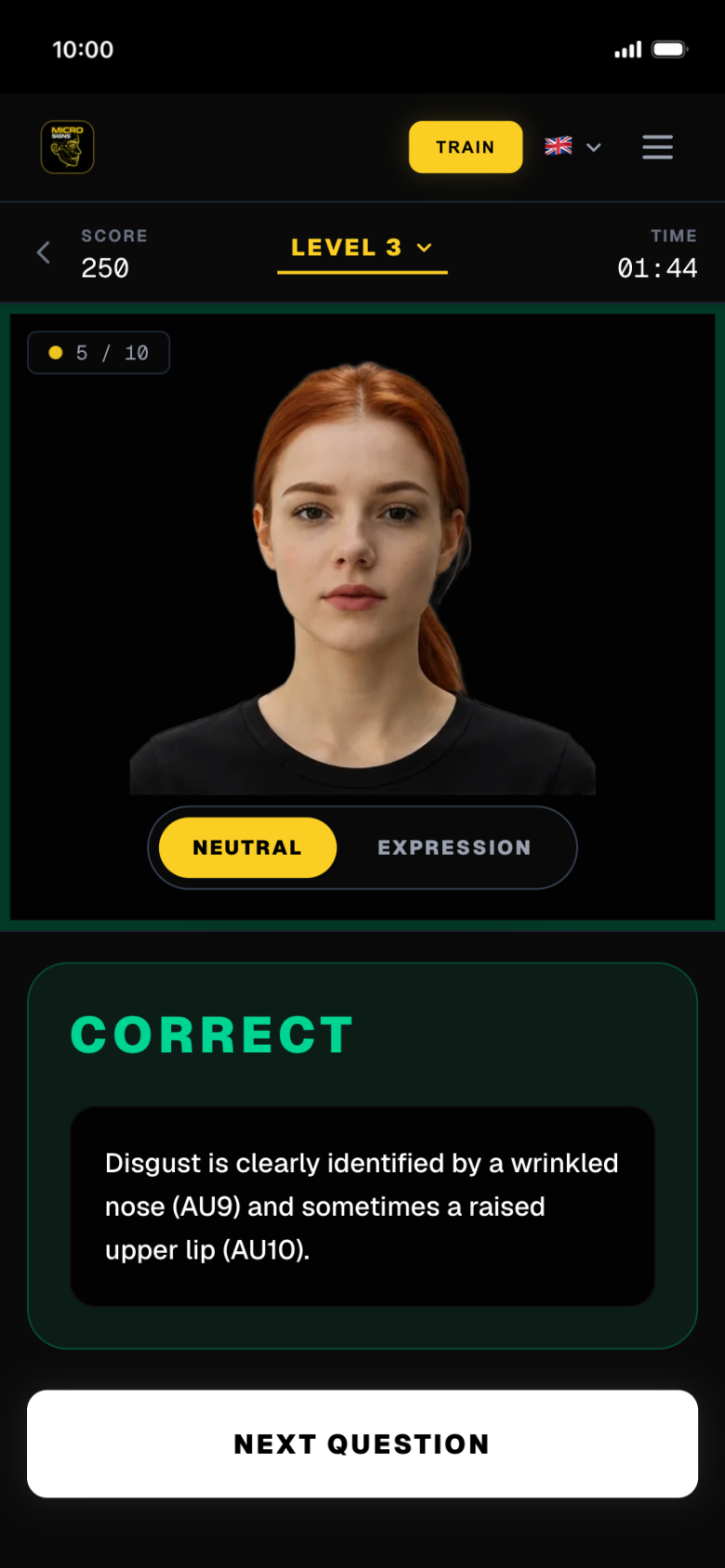 Compare neutral vs expression